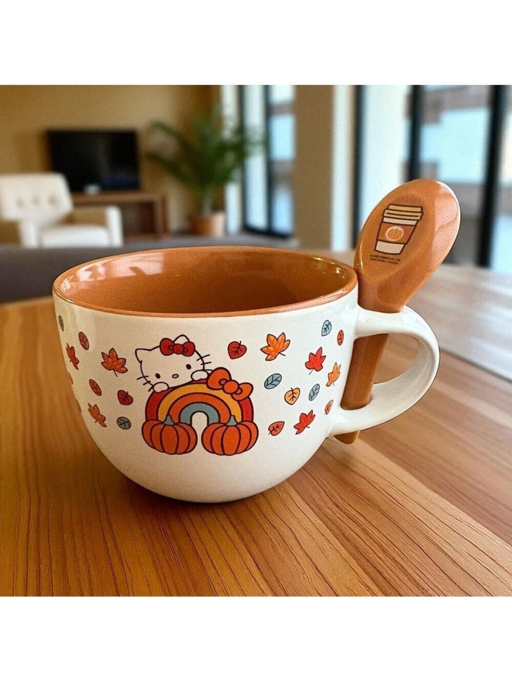 Sanrio Hello Kitty Autumn Mug with Spoon - Orange and White